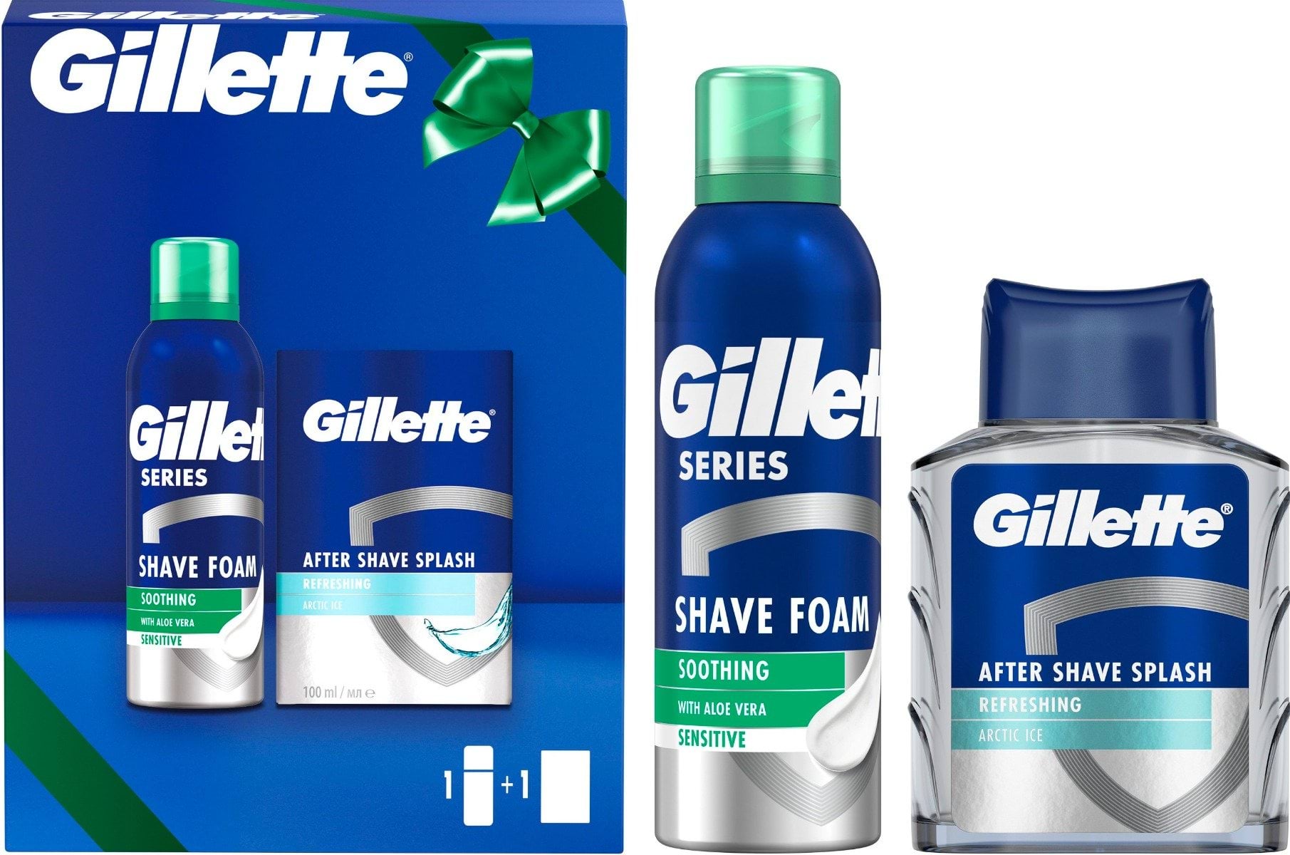Подарунковий набір: Піна для гоління Gillette Series Для чутливої ​​шкіри з алое вера, 200 мл + Лосьйон після гоління Gillette Series Освіжаючий Arctic Ice, 100 мл