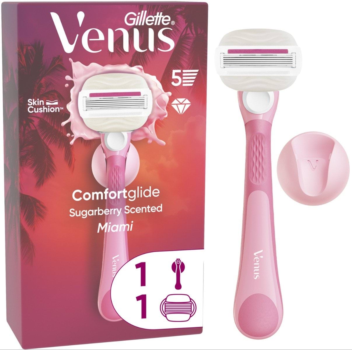 Станок для бритья женский Venus Comfortglide Miami Sugarberry с 1 сменным картриджем