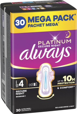 Гігієнічні прокладки Always Platinum Secure Night (Розмір 4) 30 шт фото 1