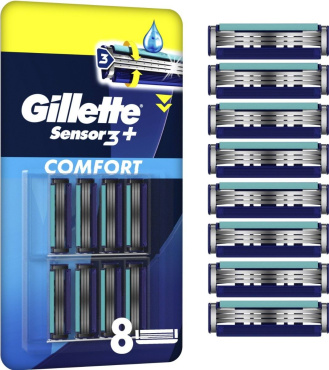 Gillette Sensor3 Плюс Комфорт сменные кассеты 8шт, 3леза