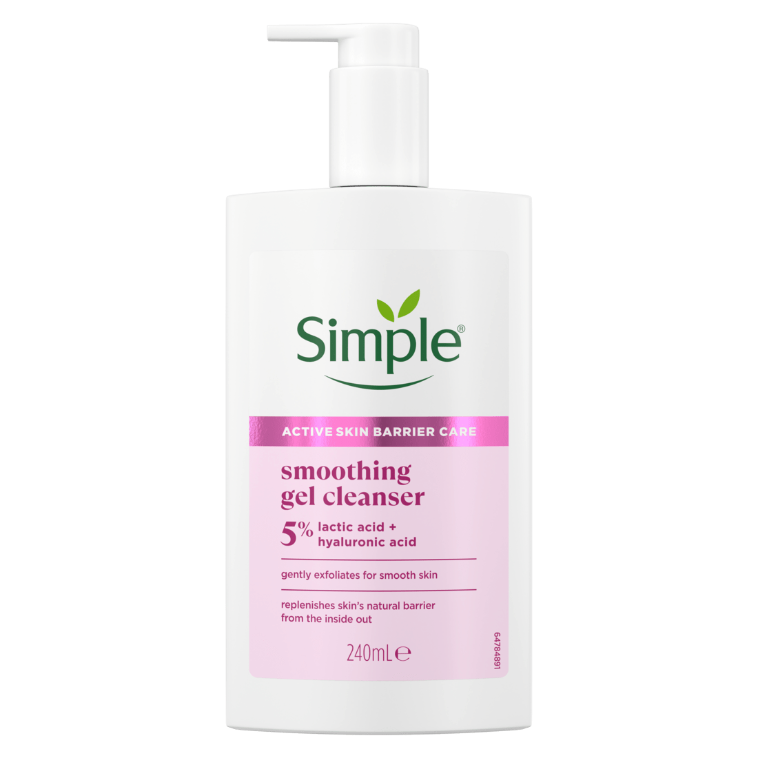 Крем для умывания Simple "Разглаживающий" с молочной, гиалуроновой кислотами Active Skin Barrier Care, 240 мл