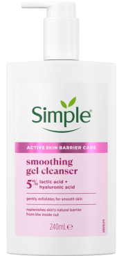 Крем для вмивання Simple Active Skin Barrier Care Розгладжуючий з молочною, гіалуроновою кислотами 240 мл