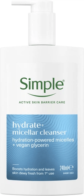 Зволожуючий міцелярний засіб для вмивання Simple Active Skin Barrier Care 240 мл