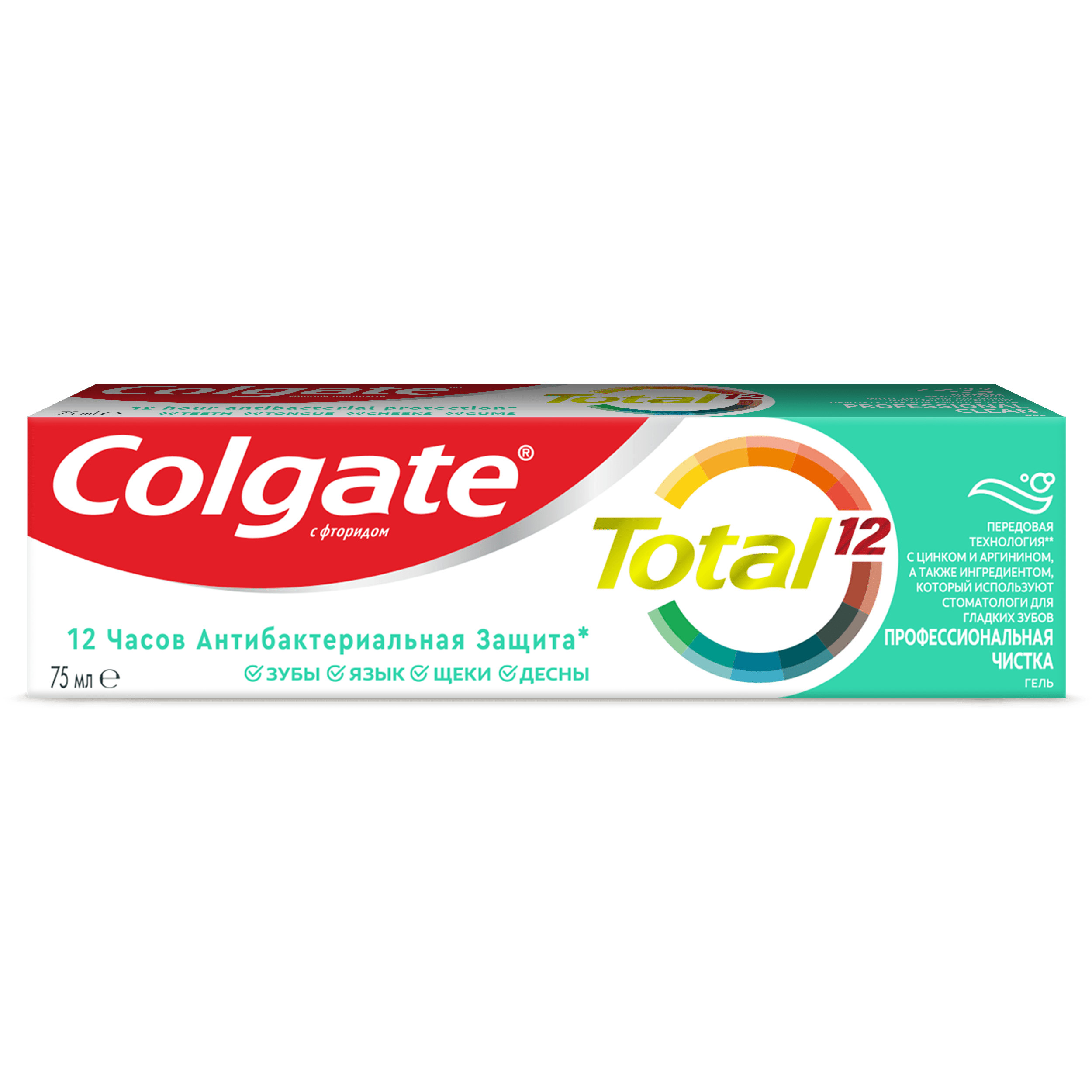 Комплексная зубная паста Colgate Total 12 Профессиональная чистка гель Борется с бактериями 75 мл