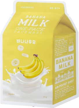 Маска для лица A'PIEU Banana Milk One-Pack тканевая с бананом 21 г