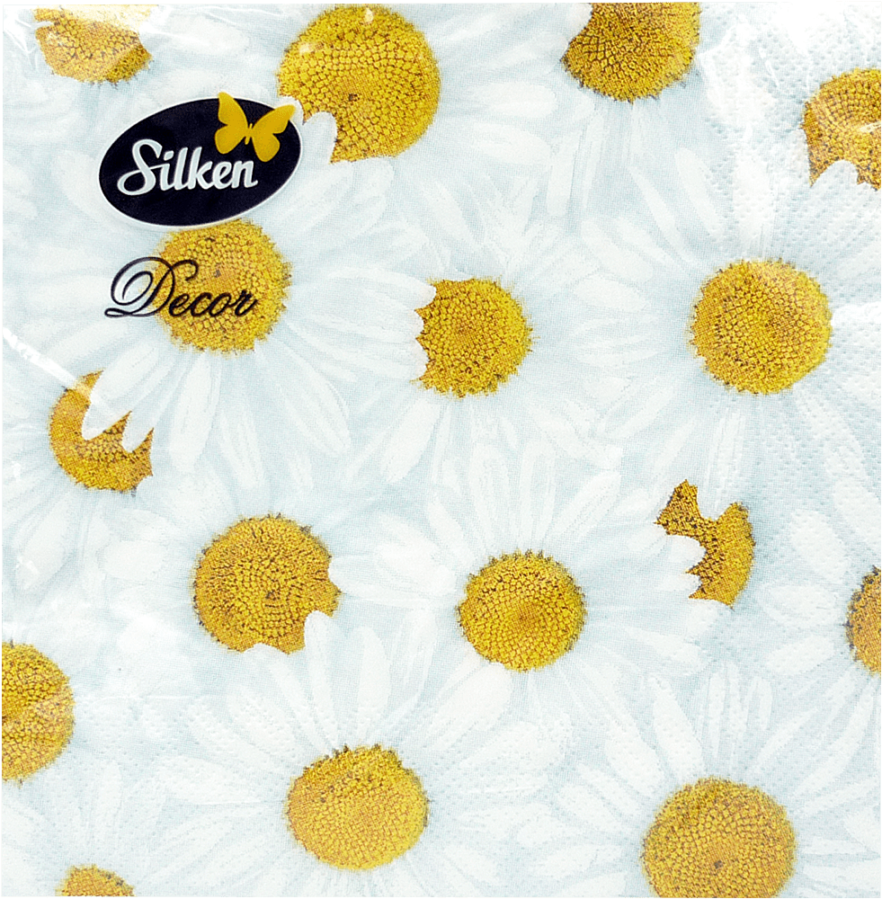 Silken серветки паперові 33x33 Ромашки 3шари, 18шт