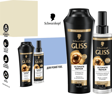 Gliss Kur набір Care with Ultimate Repair (шампунь для волосся, 400 мл+бальзам для волосся, 200 мл)