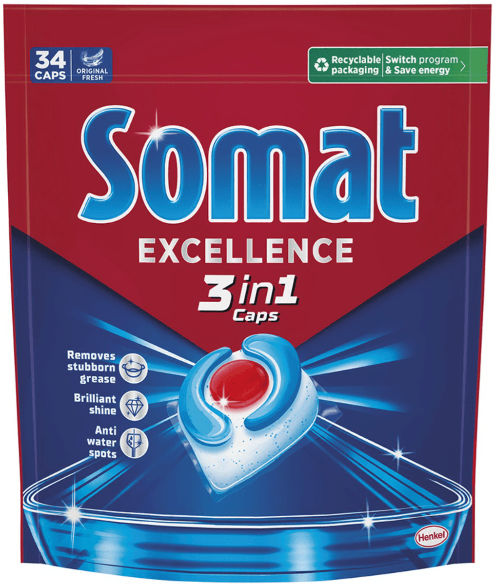 Капсули для посудомийної машини Somat Excellence 3-in-1, 34 шт.