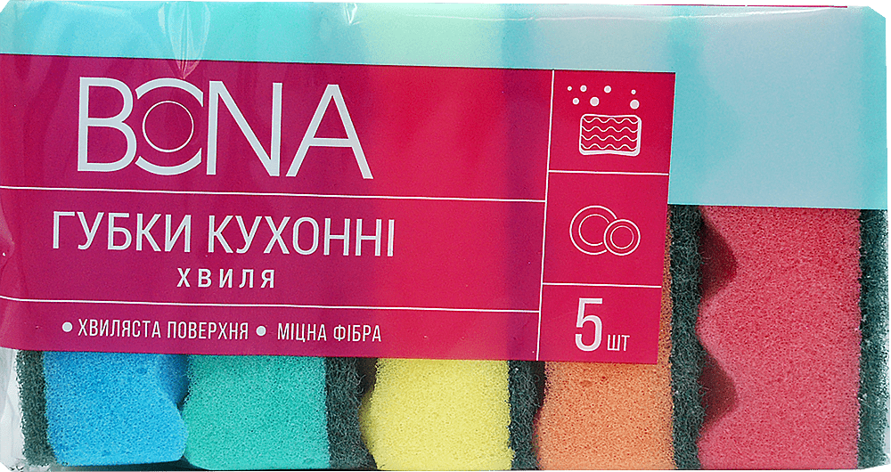 Bona губка кухонна хвиля, 5шт