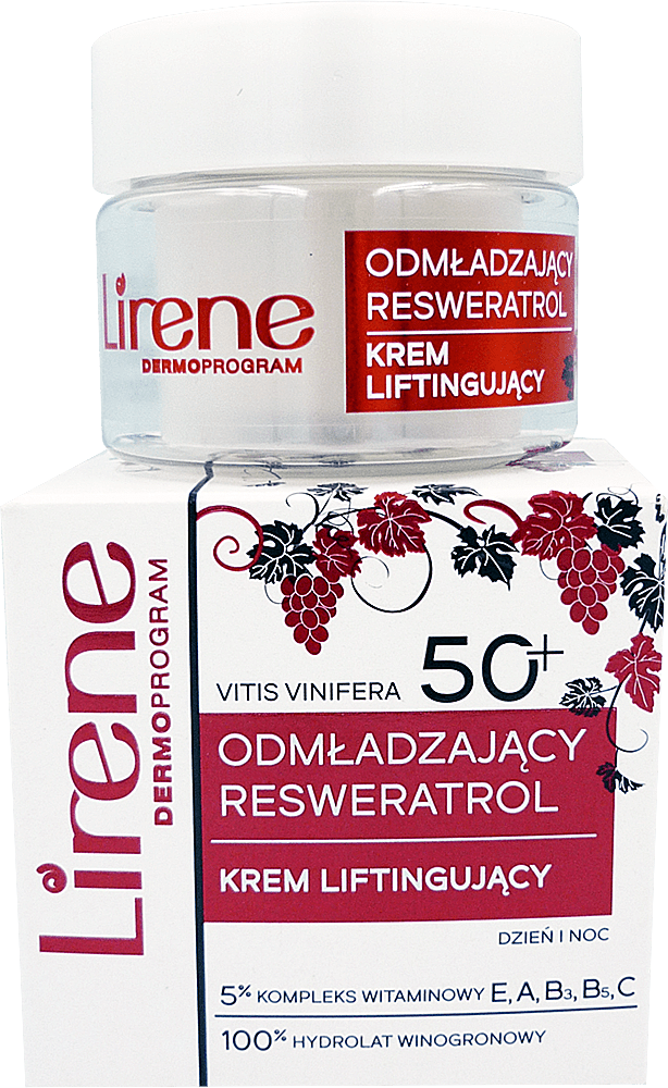 Крем для обличчя омолоджуючий з ліфтинг ефектом день/ніч Lirene Vitas Vinifera 50+, 50 мл