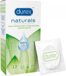 Презервативи латексні з гелем-змазкою DUREX® Naturals (тонкі), 12 шт.