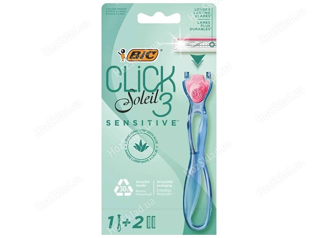 Станок женский Bic Click 3 Sensitive +2 картриджа, 3 лезвия