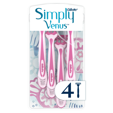Одноразовые станки для бритья женские Simply Venus 3, 4 шт