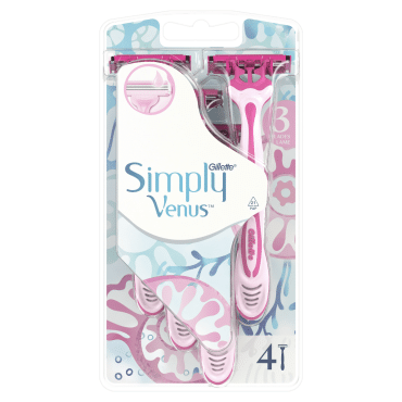 Одноразовые станки для бритья женские Simply Venus 3, 4 шт фото 1