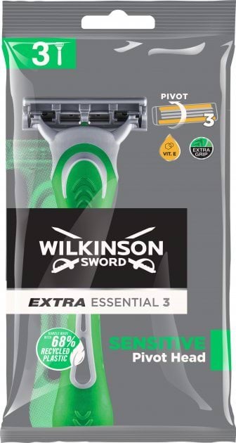 Станки одноразові чоловічі Wilkinson Extra3 Essential Sensitive 3леза, 3 шт
