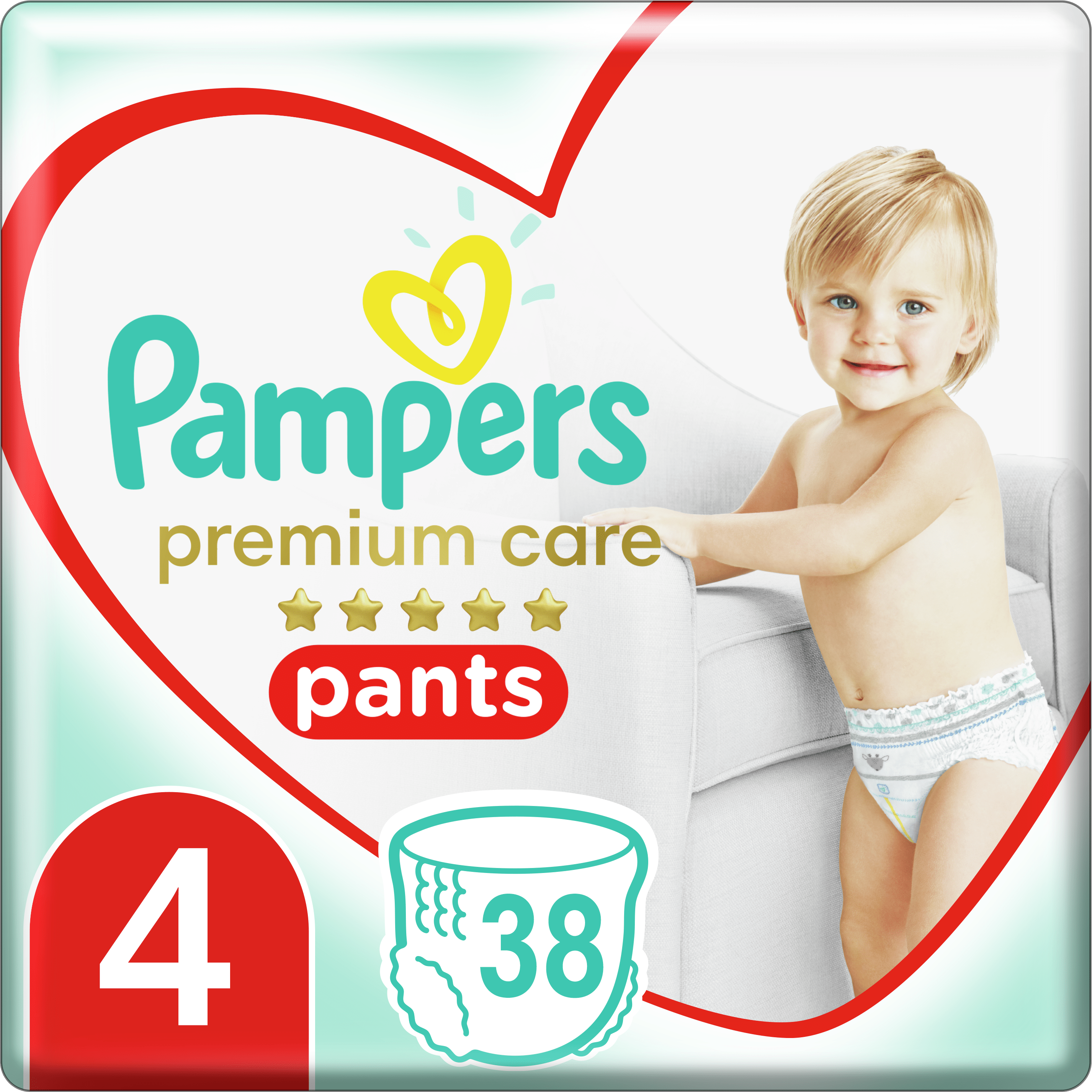 Підгузки - трусики Pampers Premium Care Pants Розмір 4 (9-15 кг), 38 шт — фото 1