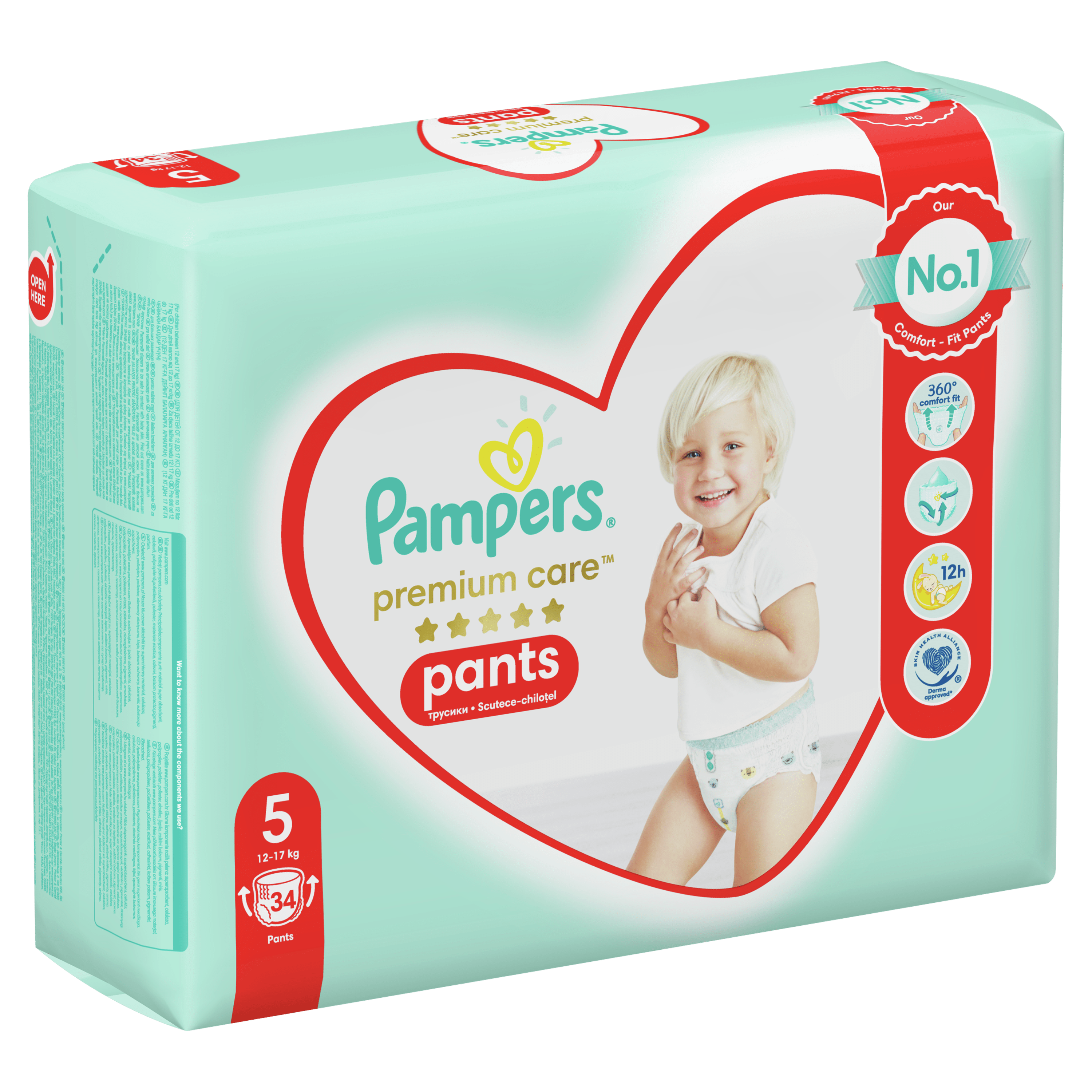 Підгузки - трусики Pampers Premium Care Pants Розмір 5 (12-17 кг), 34 шт