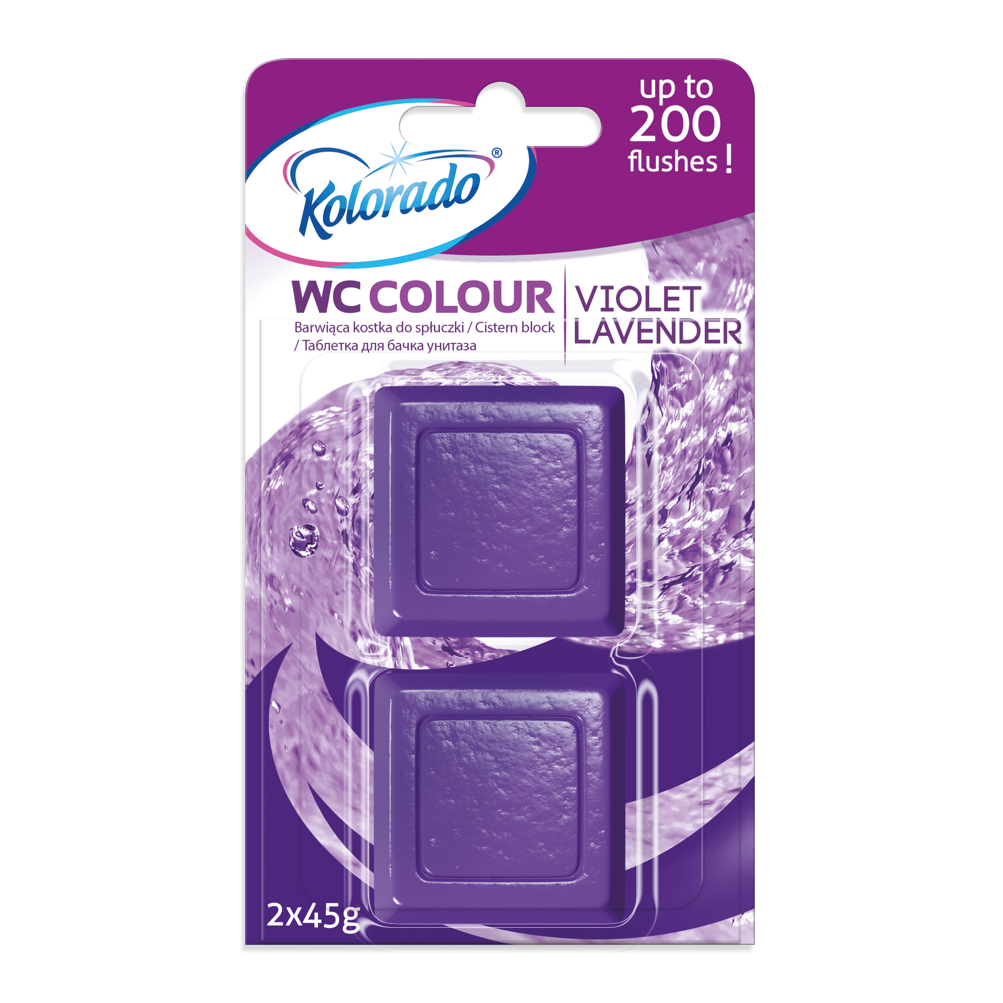 Таблетки для унітазу Kolorado WC Colour в бачок Лаванда, 2*45 г