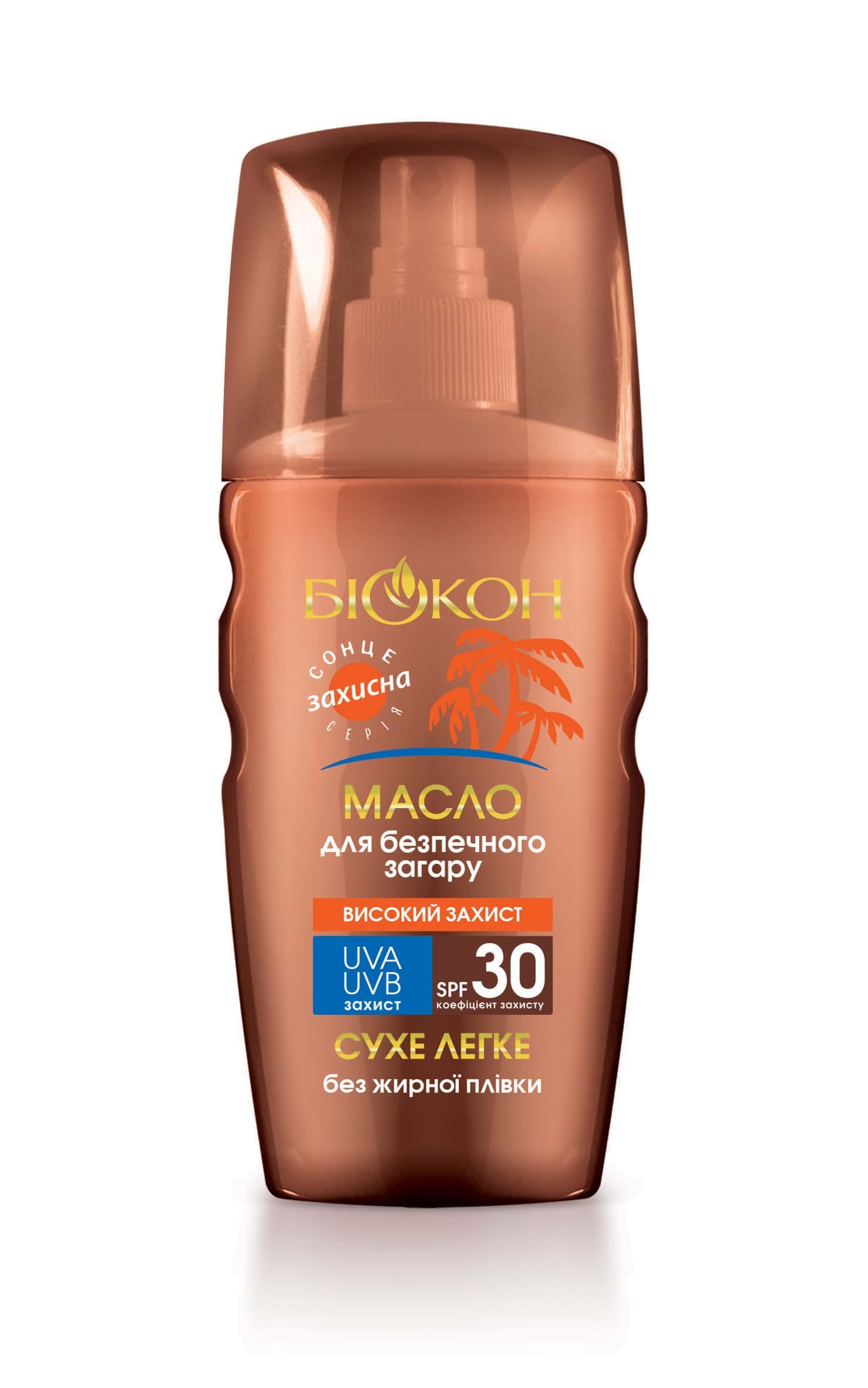 Биокон масло SPF-30 Высокая защита для загара, 160мл.