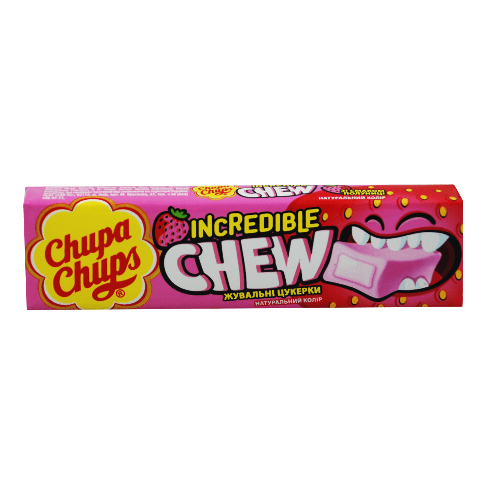 Chupa Chups жевательные конфеты Incredible Chew со вкусом клубники, 45г