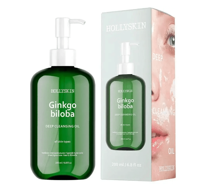 Гідрофільна олія Hollyskin для вмивання глибоко очищувальна з екстрактом гінкго білоба, 200 мл