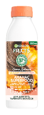 Бальзам-ополіскувач для довгого, тьмяного волосся Fructis Superfood Ананас сяюча довжина, 350 мл фото 1