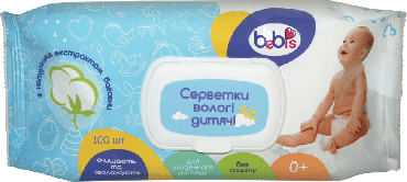 Bebis серветки вологі дитячі з екстрактом бавовни з клапаном, 100 шт