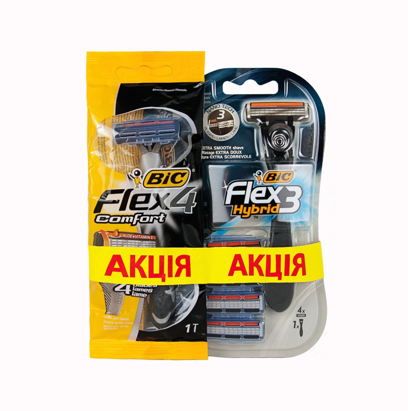 Бритва BIC Flex3 Hybrid +4 картриджа, 3 леза + Бритва BIC Flex4, 4 леза ...