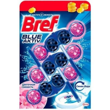 Блок унитаза Bref Blue Aktiv Цветочная свежесть 3х50 г