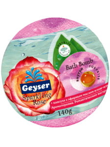 Бомба для ванни Geyser Sparkling Rose з капсулою ефірної олії іланг-ілангу, 140 г