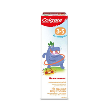 Дитяча зубна паста Colgate без фтору Ніжна м'ята від 3 до 5 років 60 г фото 1