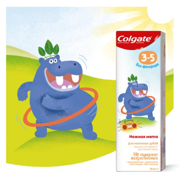 Дитяча зубна паста Colgate без фтору Ніжна м'ята від 3 до 5 років 60 г фото 6
