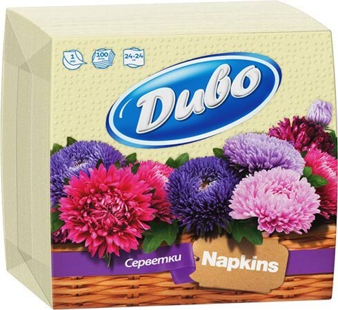 Салфетки бумажные Диво однослойные 240*250, 100 шт желтый