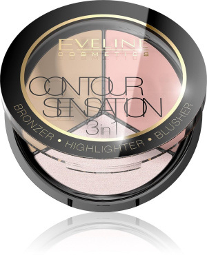 Палитра для макияжа лица Eveline 3в1 Contour Sensation №01 Pink Beige, 13.5 г