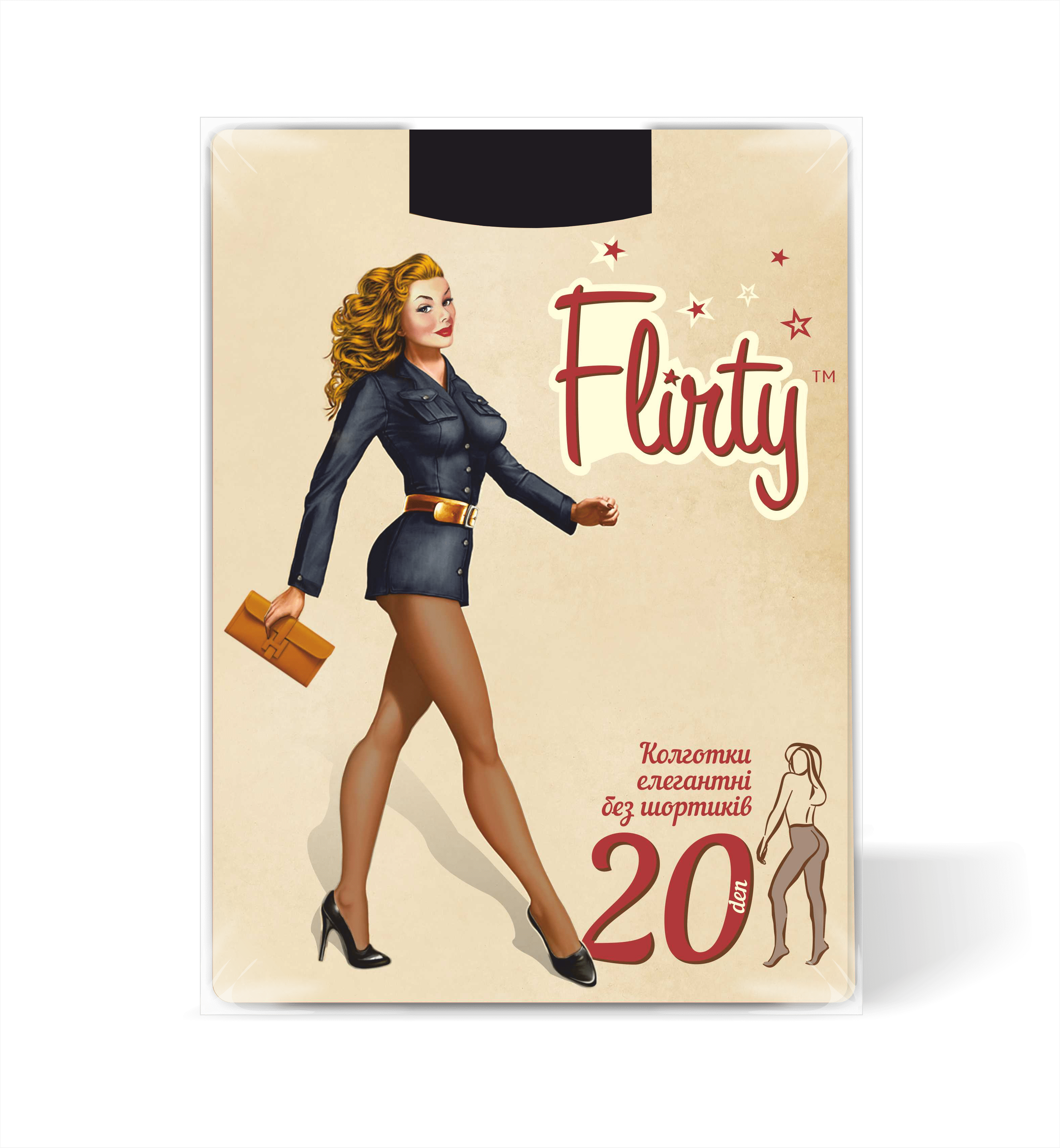 Колготки Flirty элегантные женские без шортиков nero 20 den