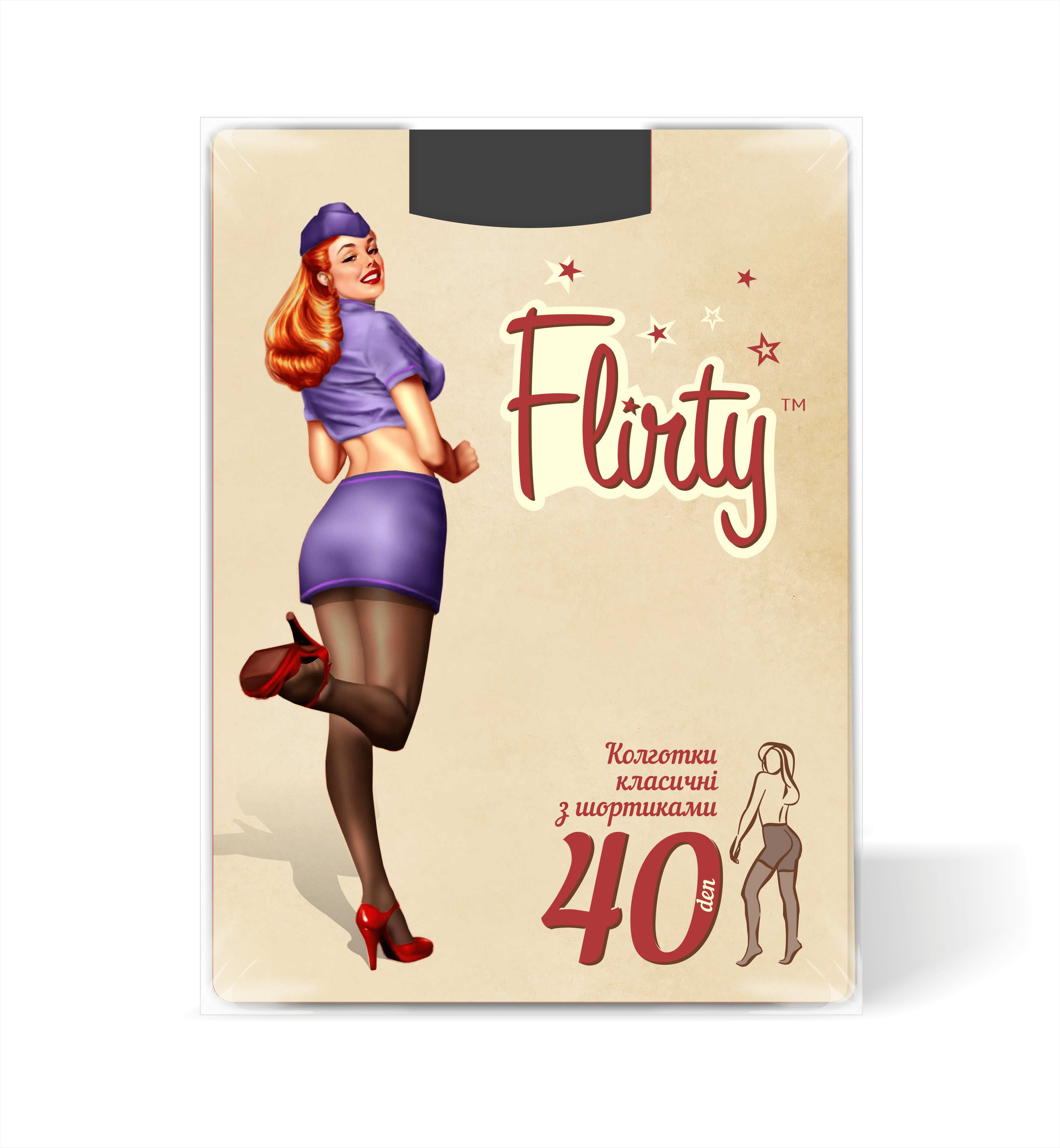 Колготи Flirty жіночі із заниженою талією nero 40 den