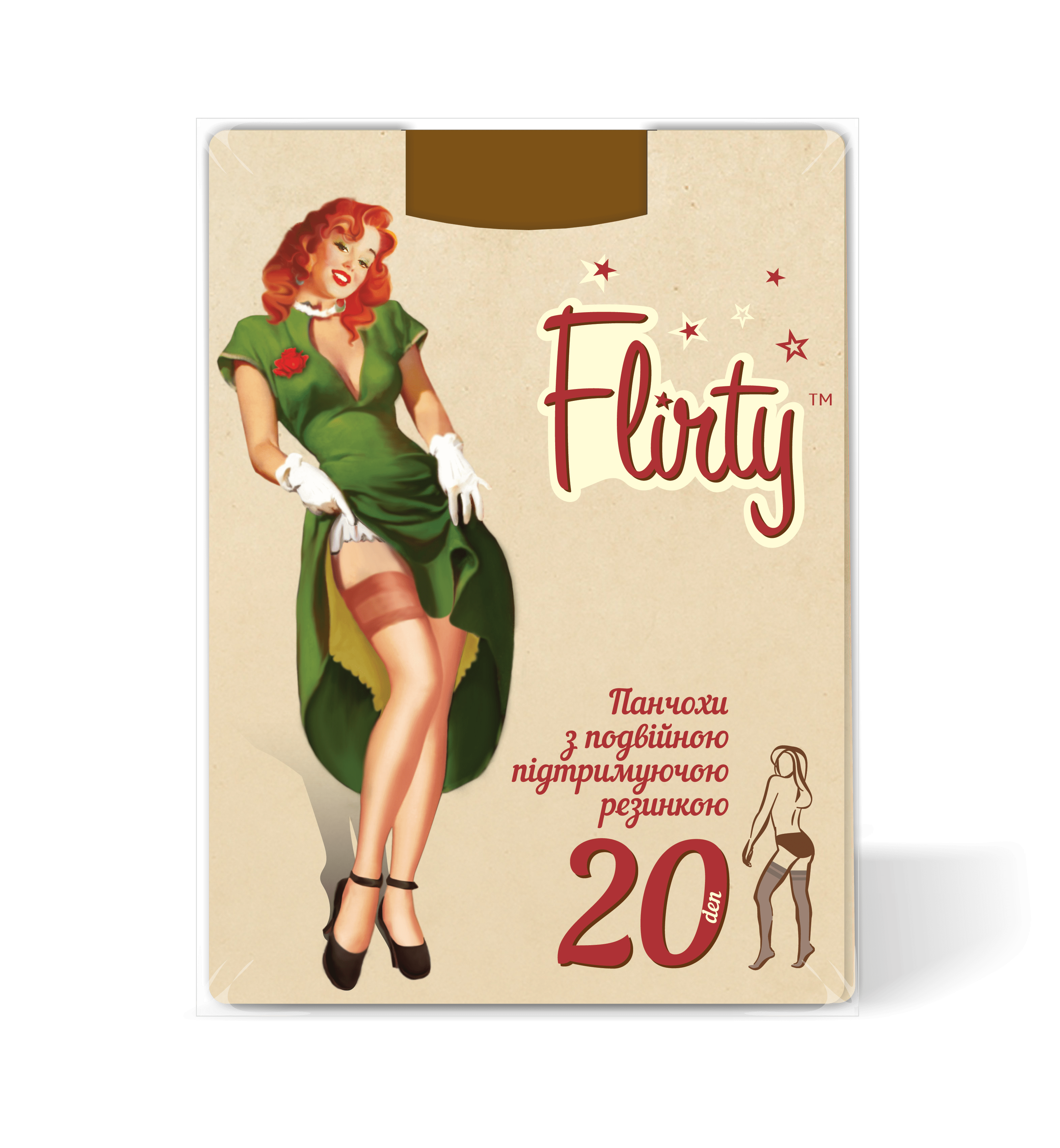 Flirty панчохи з подвійною підтримуючою резинкою 20den natural 3/4