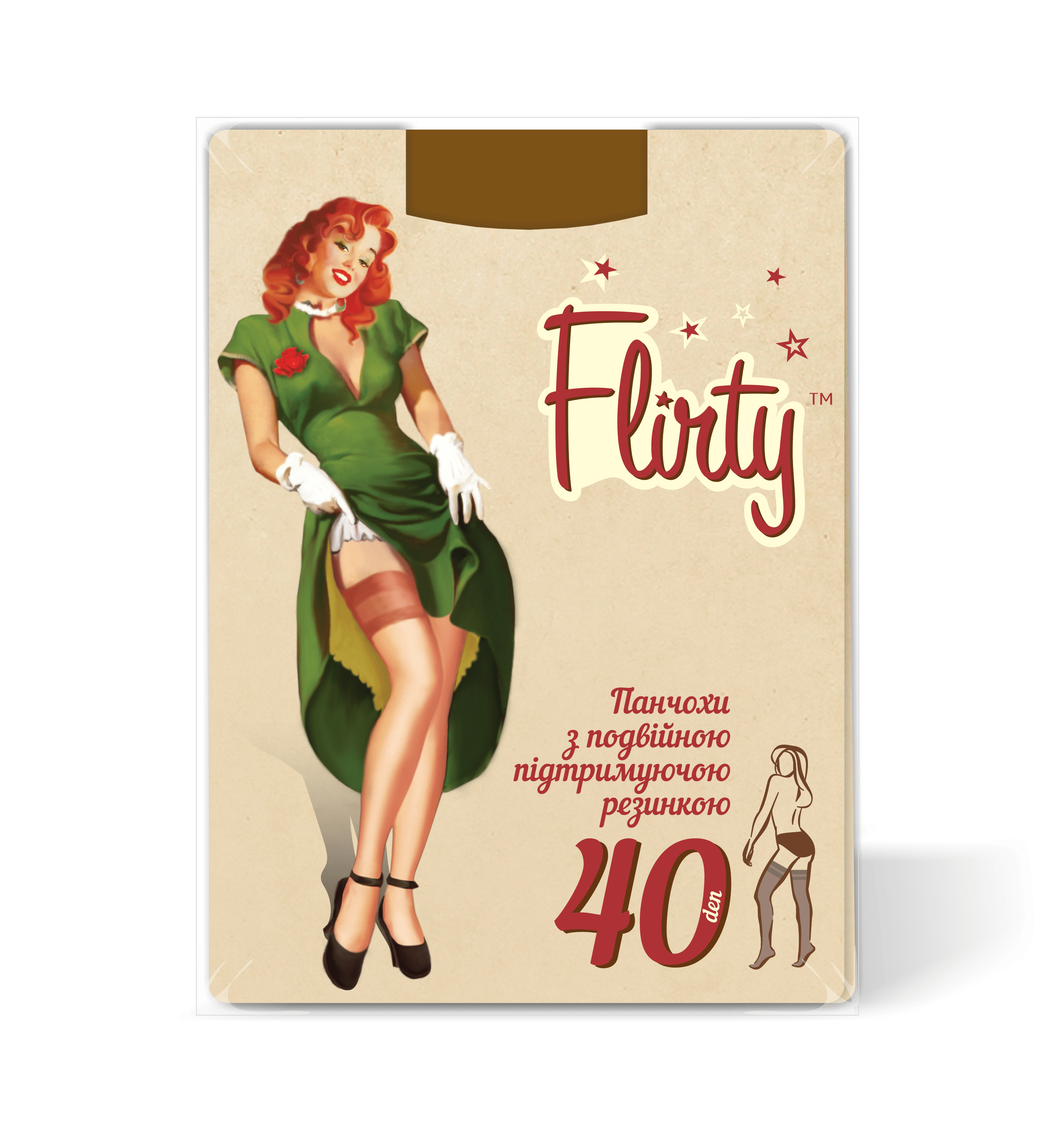 Flirty панчохи з подвійною підтримуючою резинкою 40den natural 1/2