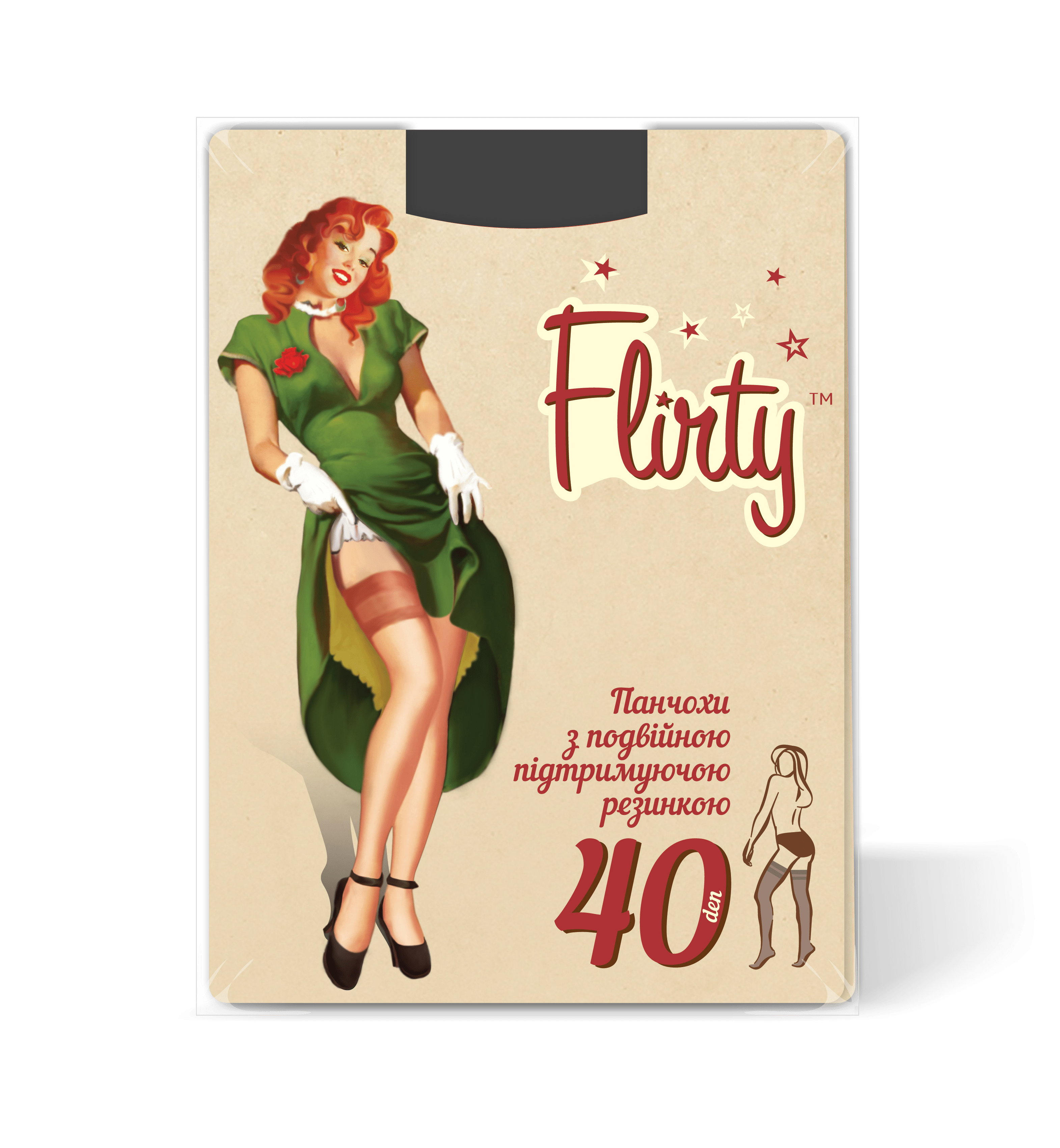 Flirty панчохи з подвійною підтримуючою резинкою 40den nero 1/2