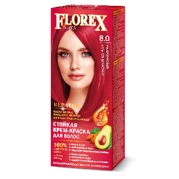 Florex крем-краска для волос 8.0 Красный коралл