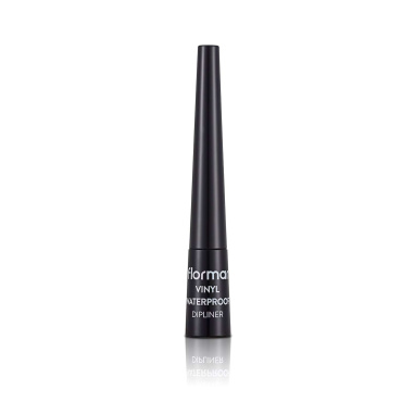 Flormar підводка з пензлем водостійка глянцева VINYL WATERPROOF BLACK, 2.5 мл