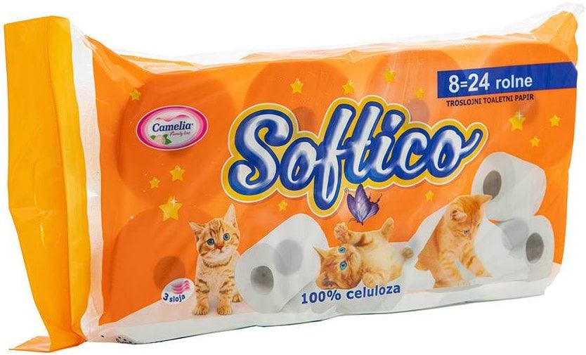 Туалетная бумага Camelia Softico 3 слоя, 8 рулонов
