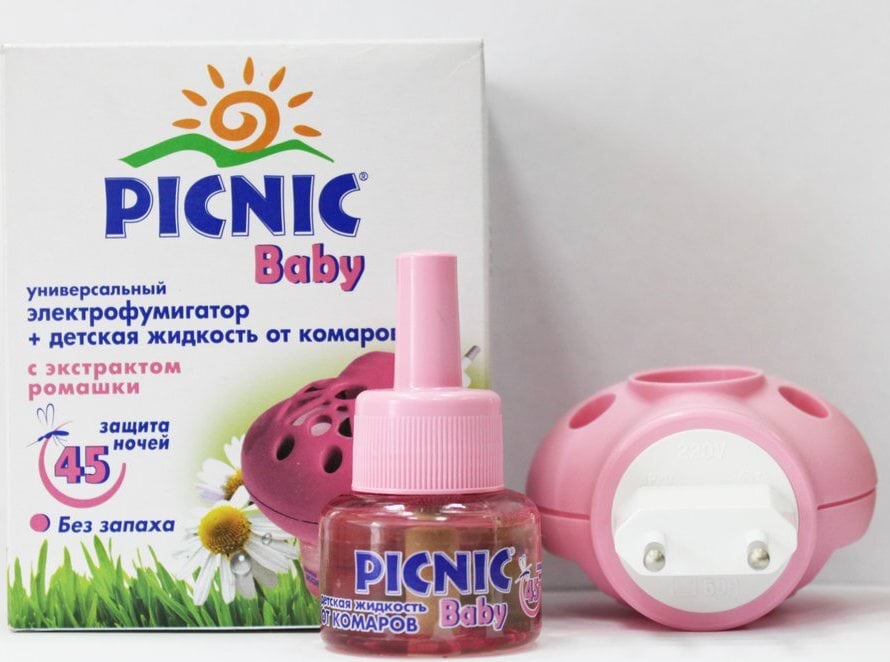 Фумигатор Picnic Baby комаров с жидкостью 45 ночей, с экстрактом ромашки 30 мл.