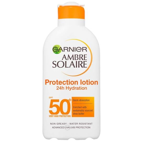 Garnier Ambre Solair молочко сонцезахисне Зволоження 24 год для тіла та обличчя SPF 50+, 200 мл — фото 1