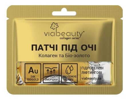 Патчи под глаза VIABEAUTY гидрогелевые лифтинговые с коллагеном и Био-золотом 11 г