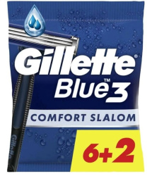 Gillette BLUE 3 Слалом Комфорт одноразовые бритвы 6+2шт, 3 лезвия