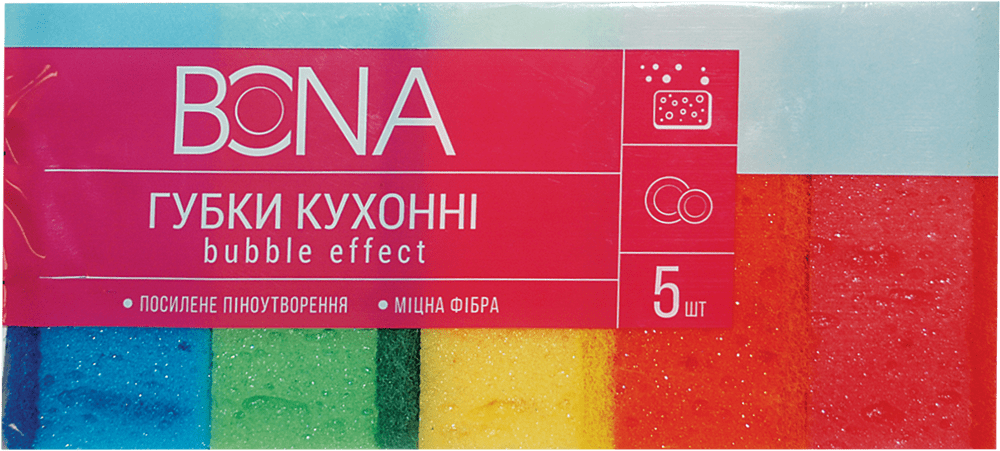 Губки кухонні BONA крупнопористі, 5 шт