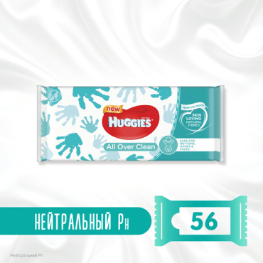 Huggies влажная салфетка All Over Clean, 56шт