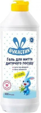 Гель для миття дитячого посуду Вухастик без віддушок і барвників 500 мл