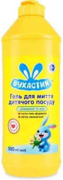 Гель для миття дитячого посуду Вухастик з алое та ромашкою 500 мл